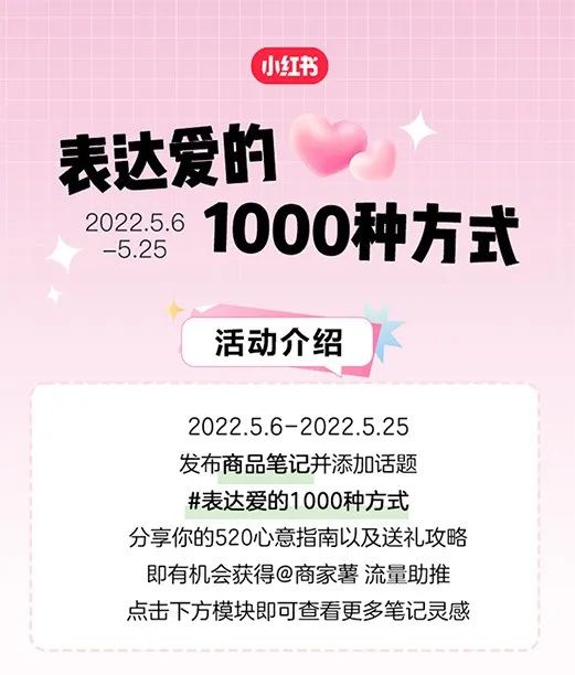 小紅書站內(nèi)基于520內(nèi)容營銷窗口：表達愛的1000種方式